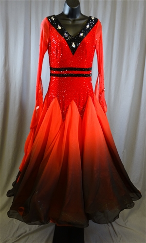 Elegant Red & Black Velvet Ballroom Dress