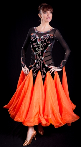 Sexy & Elegant Black and Orange Ballroom Dress